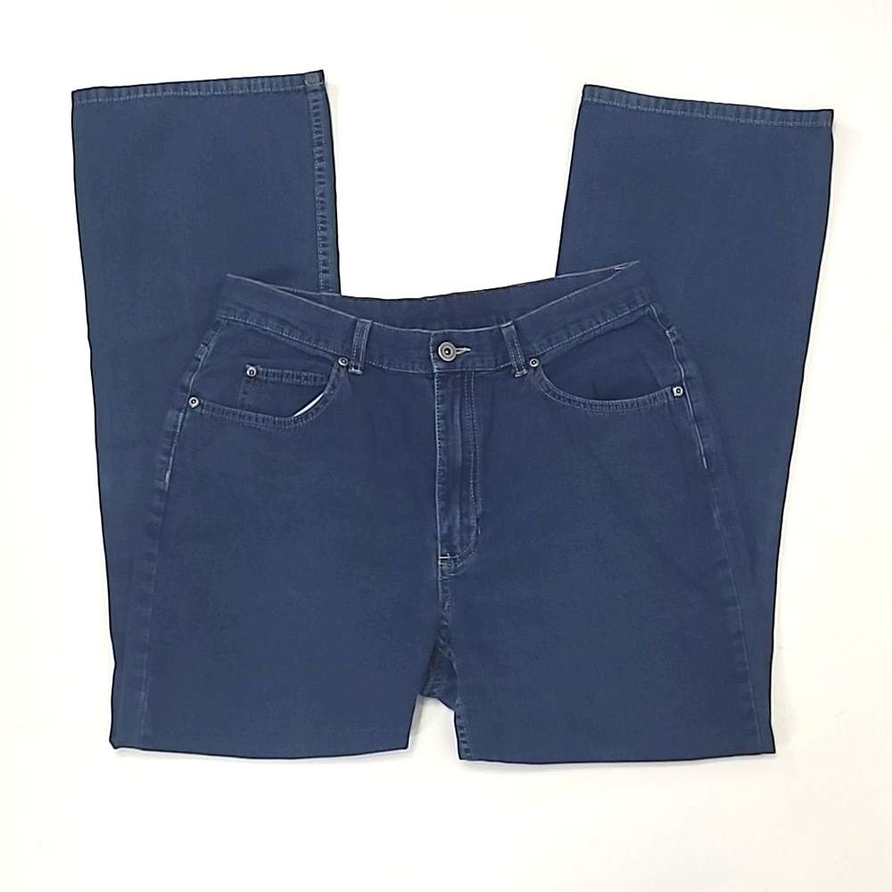Liz Claiborne Lizwear Ankle Jeans High Waist Rise Wide Leg Distressed Dark Wash
